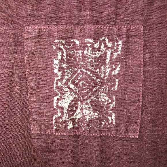 🎉2xHP🎉 BLUE CACTUS Linen Maxi Dress Beach Pool Cover Up Maroon Vintage Plus 3X - Picture 5 of 11